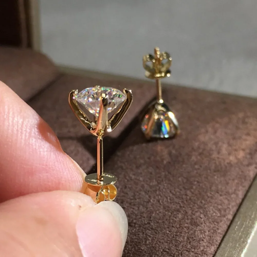 🔥 Crystal Clear Tiny Dainty 14K Gold Plated Stud Earrings for Women, VP1029 - Picture 1 of 3